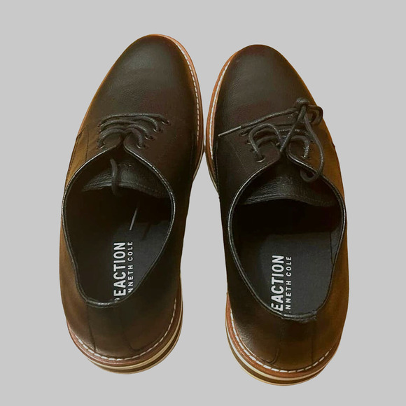 NWOT Kenneth Cole Reaction Leather Clyde Flex Lace Up Shoes - Picture 2 of 5